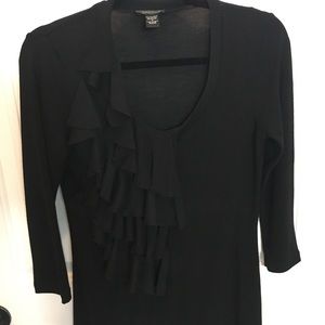 Spense black stretchy knit ruffle dress Small